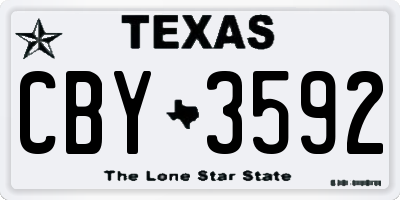 TX license plate CBY3592