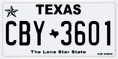 TX license plate CBY3601