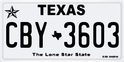 TX license plate CBY3603