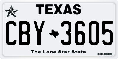 TX license plate CBY3605