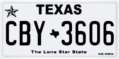 TX license plate CBY3606