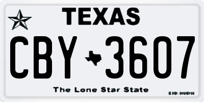 TX license plate CBY3607