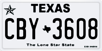 TX license plate CBY3608