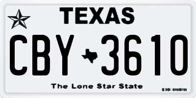 TX license plate CBY3610