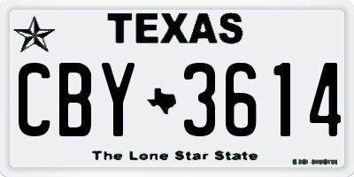 TX license plate CBY3614