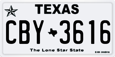 TX license plate CBY3616