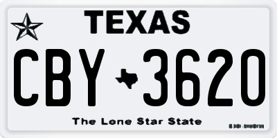 TX license plate CBY3620