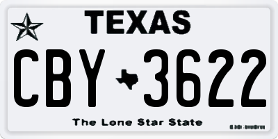 TX license plate CBY3622