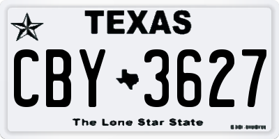 TX license plate CBY3627