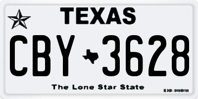TX license plate CBY3628