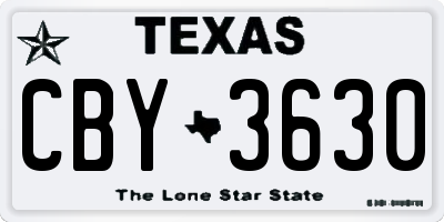 TX license plate CBY3630