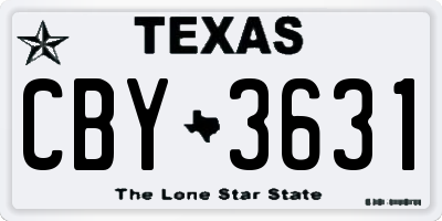 TX license plate CBY3631