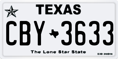 TX license plate CBY3633
