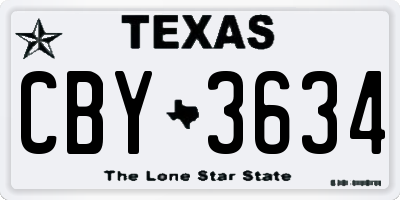 TX license plate CBY3634
