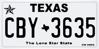 TX license plate CBY3635