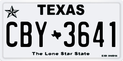 TX license plate CBY3641