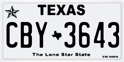 TX license plate CBY3643