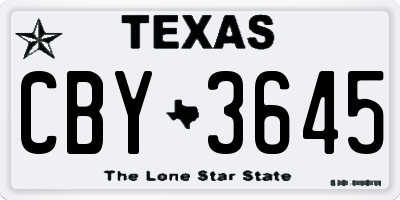 TX license plate CBY3645