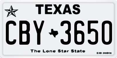 TX license plate CBY3650