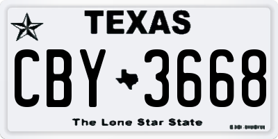 TX license plate CBY3668