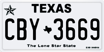 TX license plate CBY3669