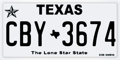 TX license plate CBY3674