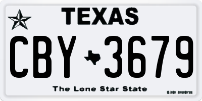 TX license plate CBY3679