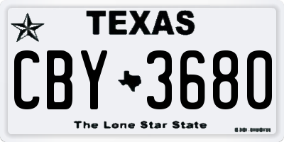 TX license plate CBY3680