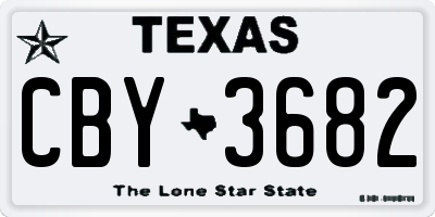 TX license plate CBY3682
