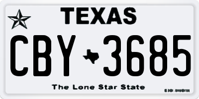 TX license plate CBY3685
