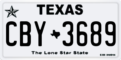 TX license plate CBY3689