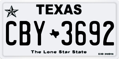 TX license plate CBY3692