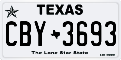 TX license plate CBY3693