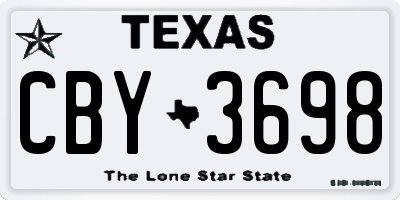TX license plate CBY3698