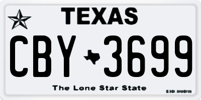 TX license plate CBY3699