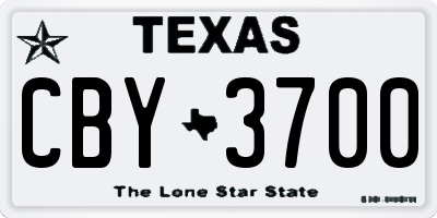 TX license plate CBY3700