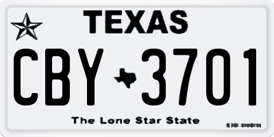 TX license plate CBY3701