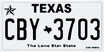 TX license plate CBY3703