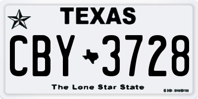 TX license plate CBY3728
