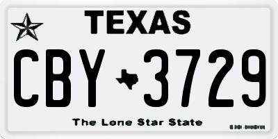 TX license plate CBY3729