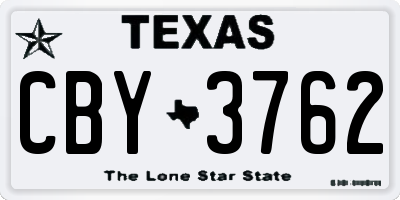 TX license plate CBY3762