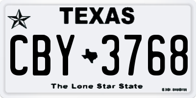TX license plate CBY3768