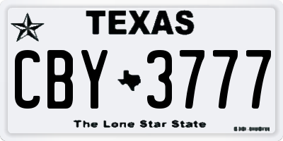 TX license plate CBY3777