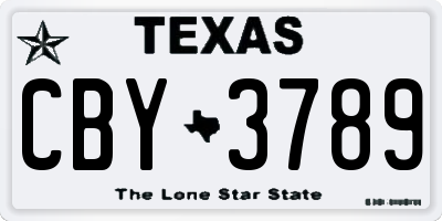 TX license plate CBY3789