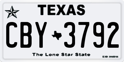 TX license plate CBY3792