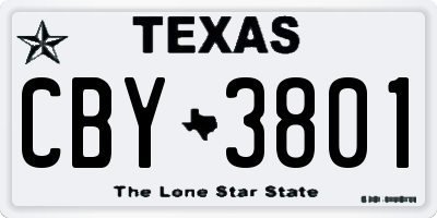TX license plate CBY3801