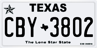 TX license plate CBY3802