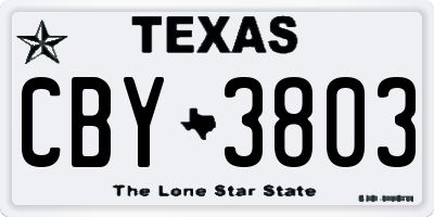 TX license plate CBY3803