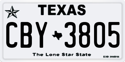 TX license plate CBY3805