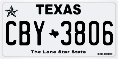 TX license plate CBY3806